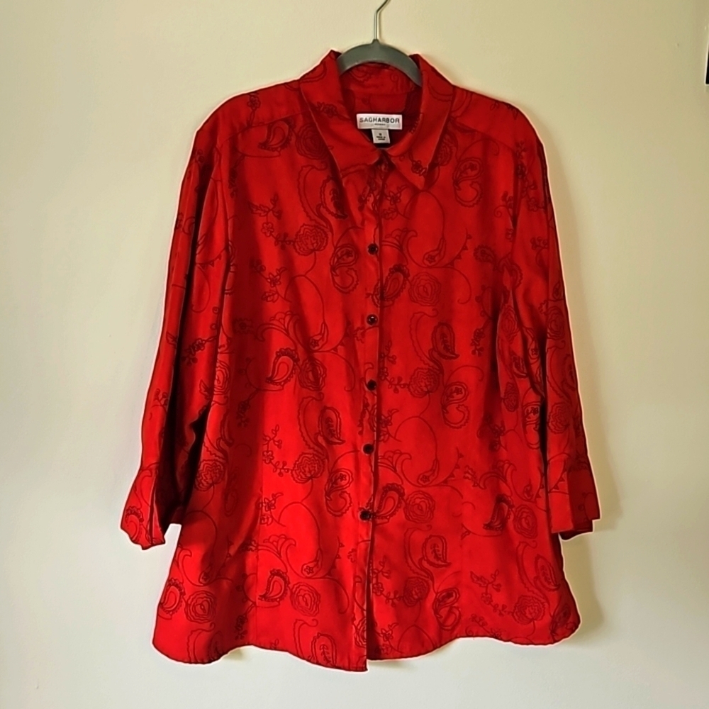 Sag Harbor Red Black Blazer Woman Size 1X